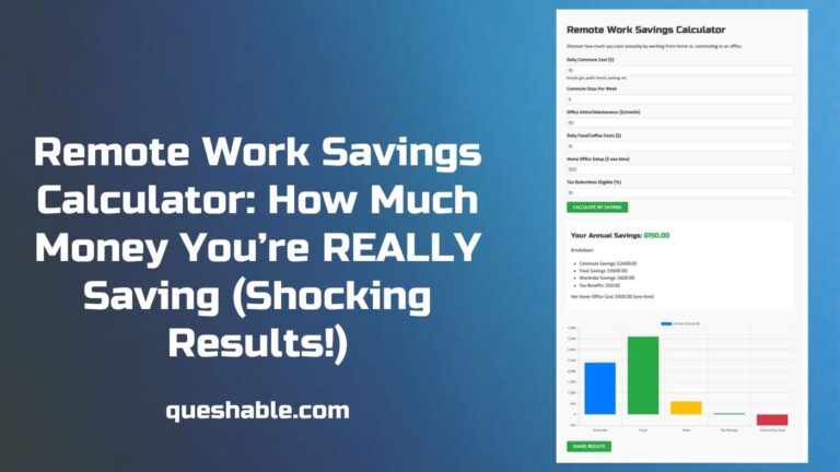 Remote Work Savings Calculator: How Much Money You’re REALLY Saving (Shocking Results!)